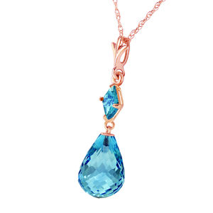 14K. SOLID GOLD NECKLACE WITH NATURAL BLUE TOPAZ (Rose Gold)